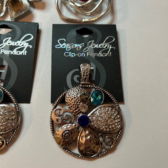 Clip-On Large Pendants lot of 4 new on Card  #C300 necklaces jewelry making - Picture 5 of 6